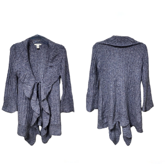 Sarah Spencer Asymmetrical Tie Front Bell Cuff Cardigan Size M - Picture 3 of 12